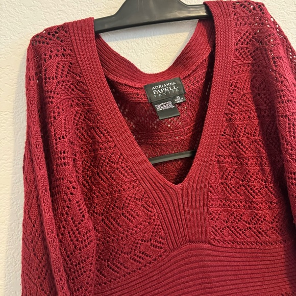 Adrianna Papell Knit 100% Merino Wool Lined Sweater Dress in Deep Red. S… - Picture 6 of 15
